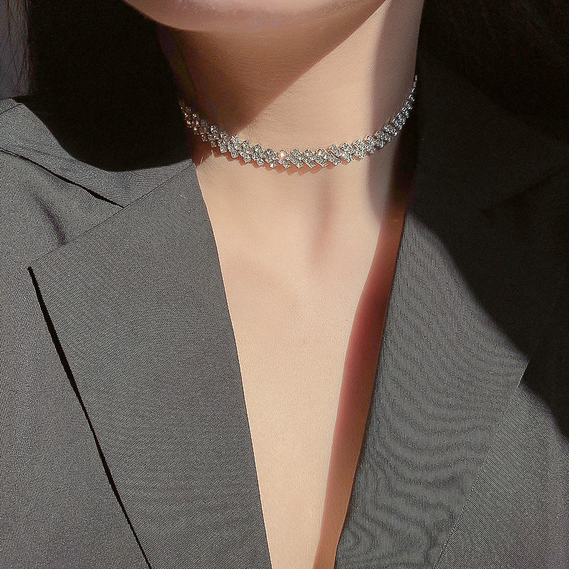 Korean Diamond Geometry Necklace