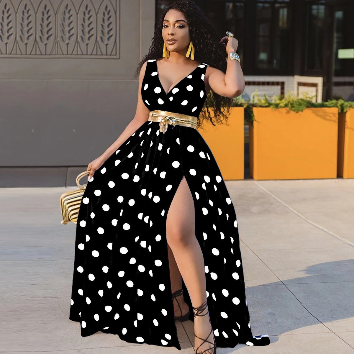 Printed Strap Swing Dress